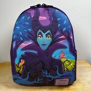 Loungefly Disney Sleeping Beauty Maleficent Mini Backpack Purple Dragon Villains